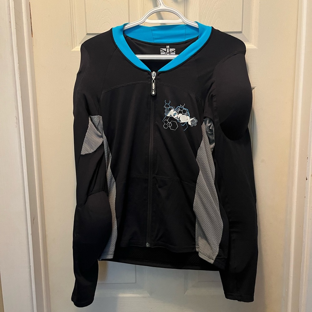 Knox Rose Black Jacket with Blue Trim and Gray Panels